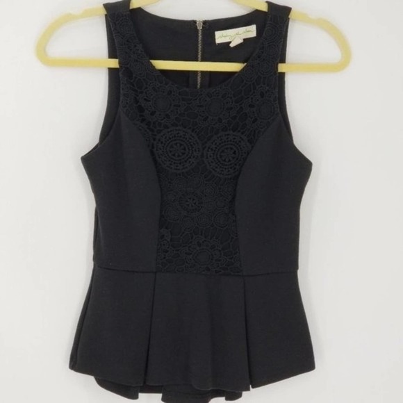 Urban Outfitters Staring At Stars Black Embroidered Lace Peplum Top Black Size S - Picture 2 of 7
